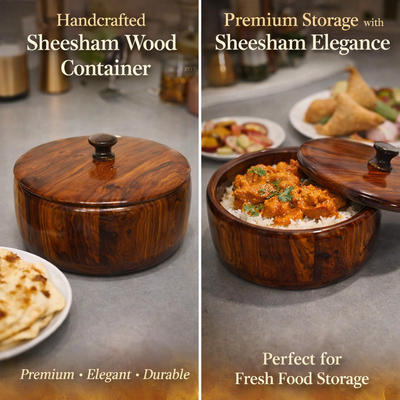 Royal Sheesham Wooden Hotpot – Handcrafted Premium Serving Pot